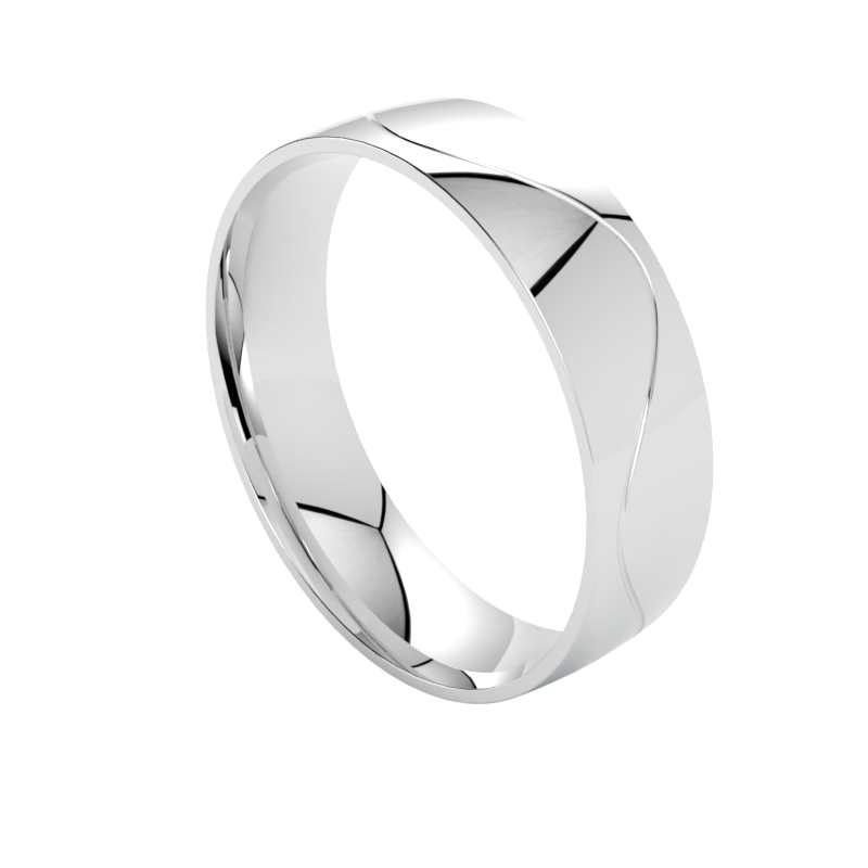 złote obrączki ślubne półokrągłe z falą w białym złocie